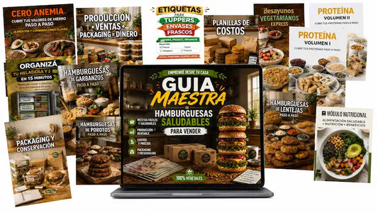 GUIA MAESTRA DE HAMBURGUESAS SALUDABLES🍔   PACK COMPLETO + BONOS DE REGALO🎁